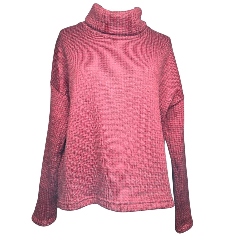 Columbia Red and Black Fleece Turtleneck Sweater Sz L